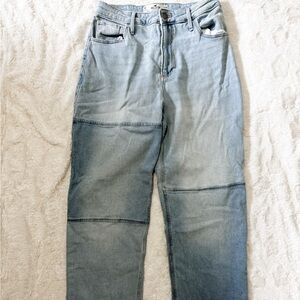 curvy high waisted patchwork dad jeans